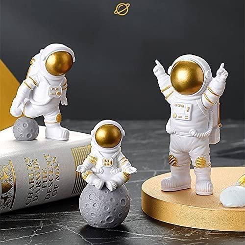 3Pcs Gold Astronaut Figures Decor Set